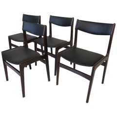 Danish Rosewood Upholstered Dining Chairs in the Style of Erik Buck