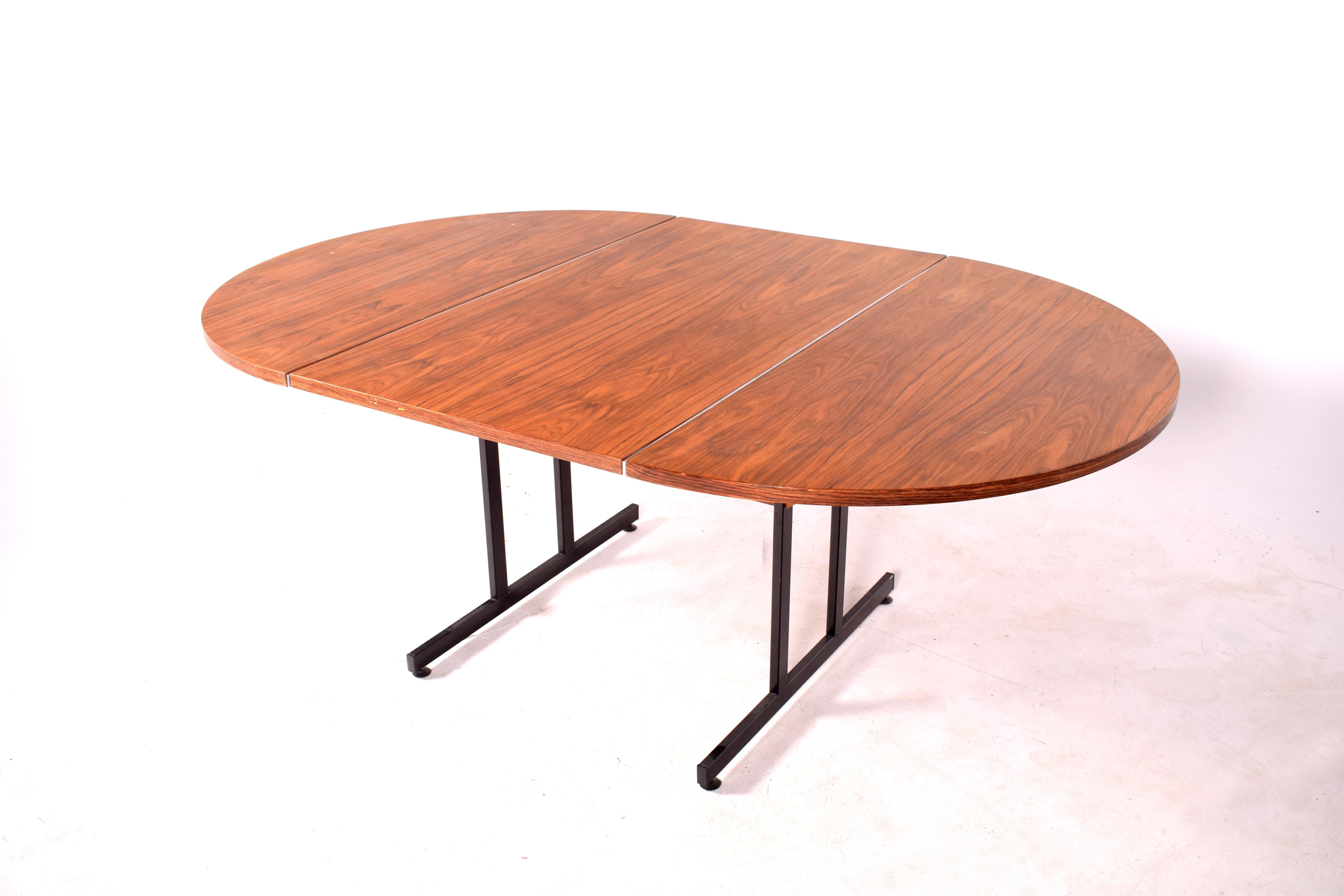 Aluminum Danish Rosewood Veneer Work or Dining Table For Sale