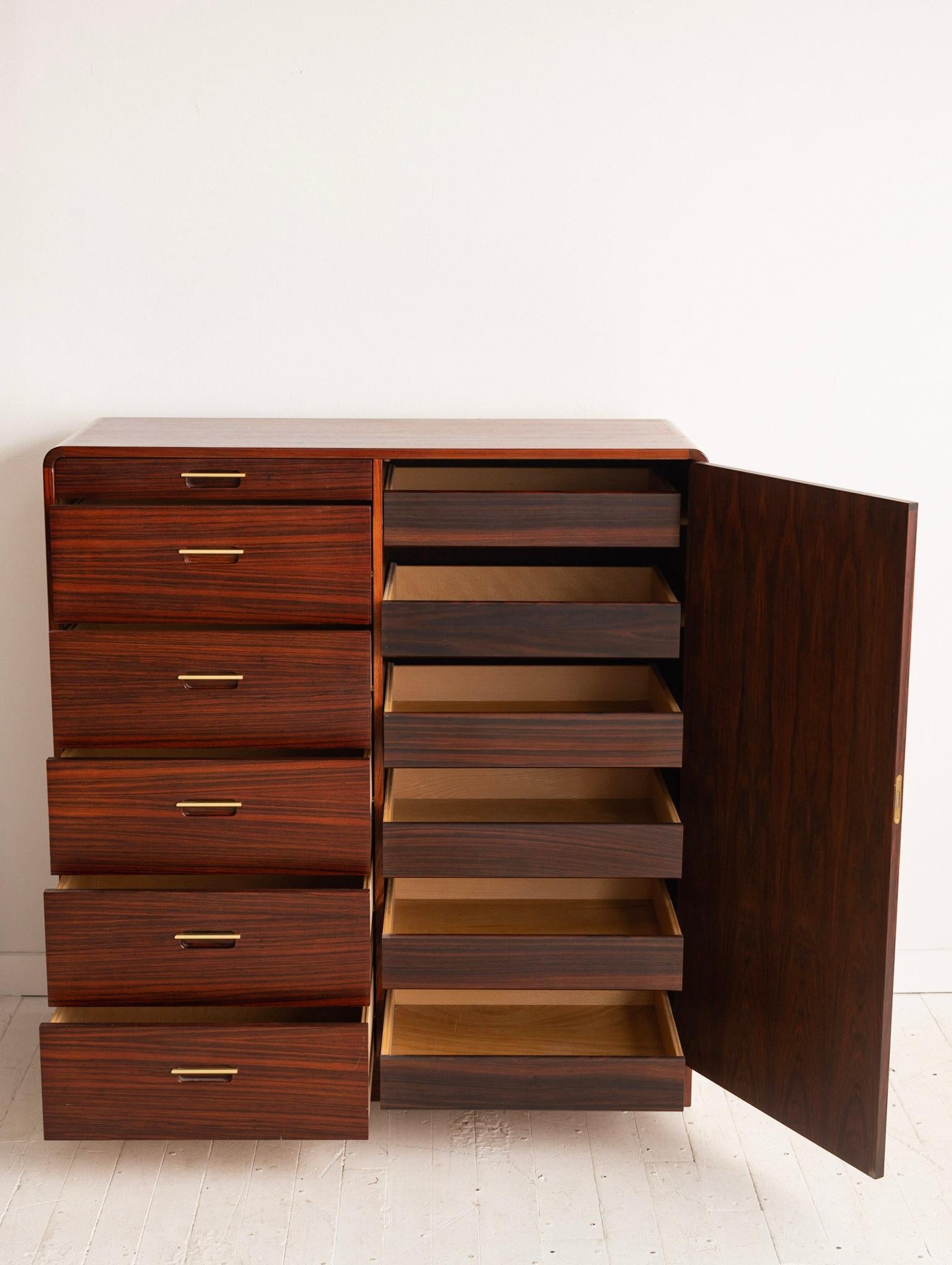 Danish Rosewood Wardrobe Chest of Drawers with Brass Handles 1