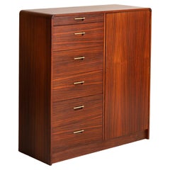 Danish Rosewood Wardrobe Chest of Drawers with Brass Handles