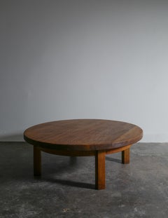 Danish Round Coffee Table in Solid Oak, 1960s