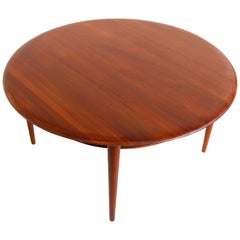 Danish Round Coffee Table Model 515 by Peter Hvidt 
Orla Molgaard Nielsen Teak
