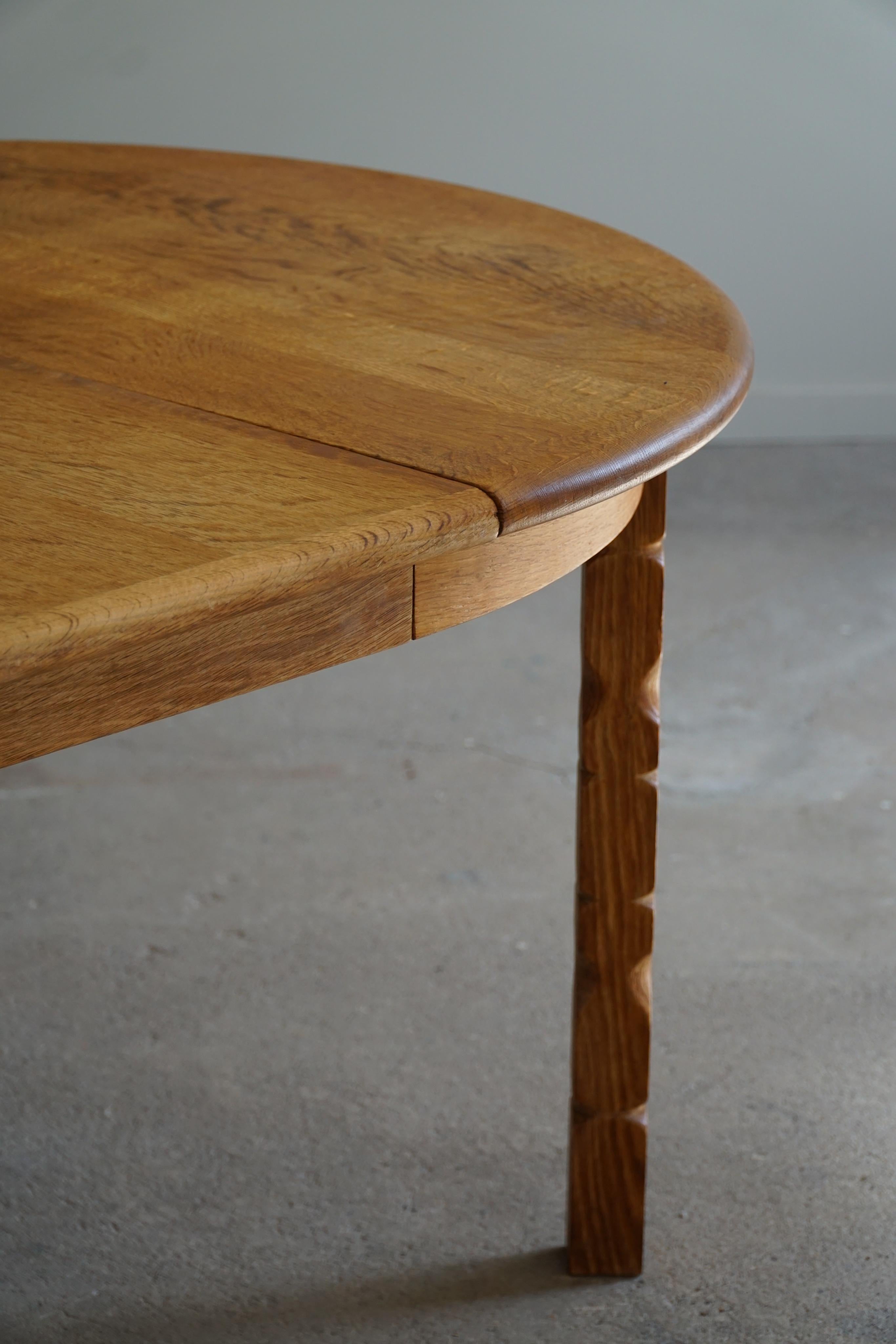 Danish Round Dining Table in Solid Oak with Three Extensions ...