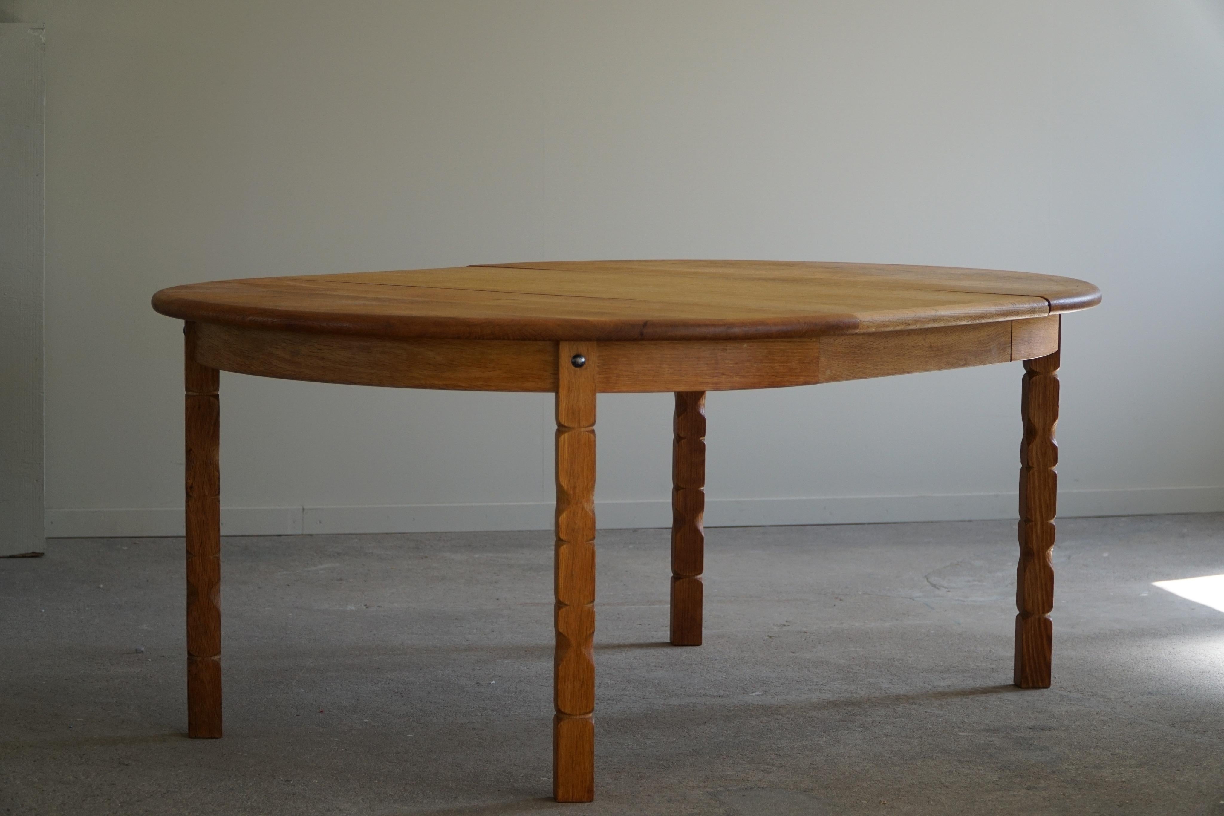 Danish Round Dining Table in Solid Oak with Three Extensions ...