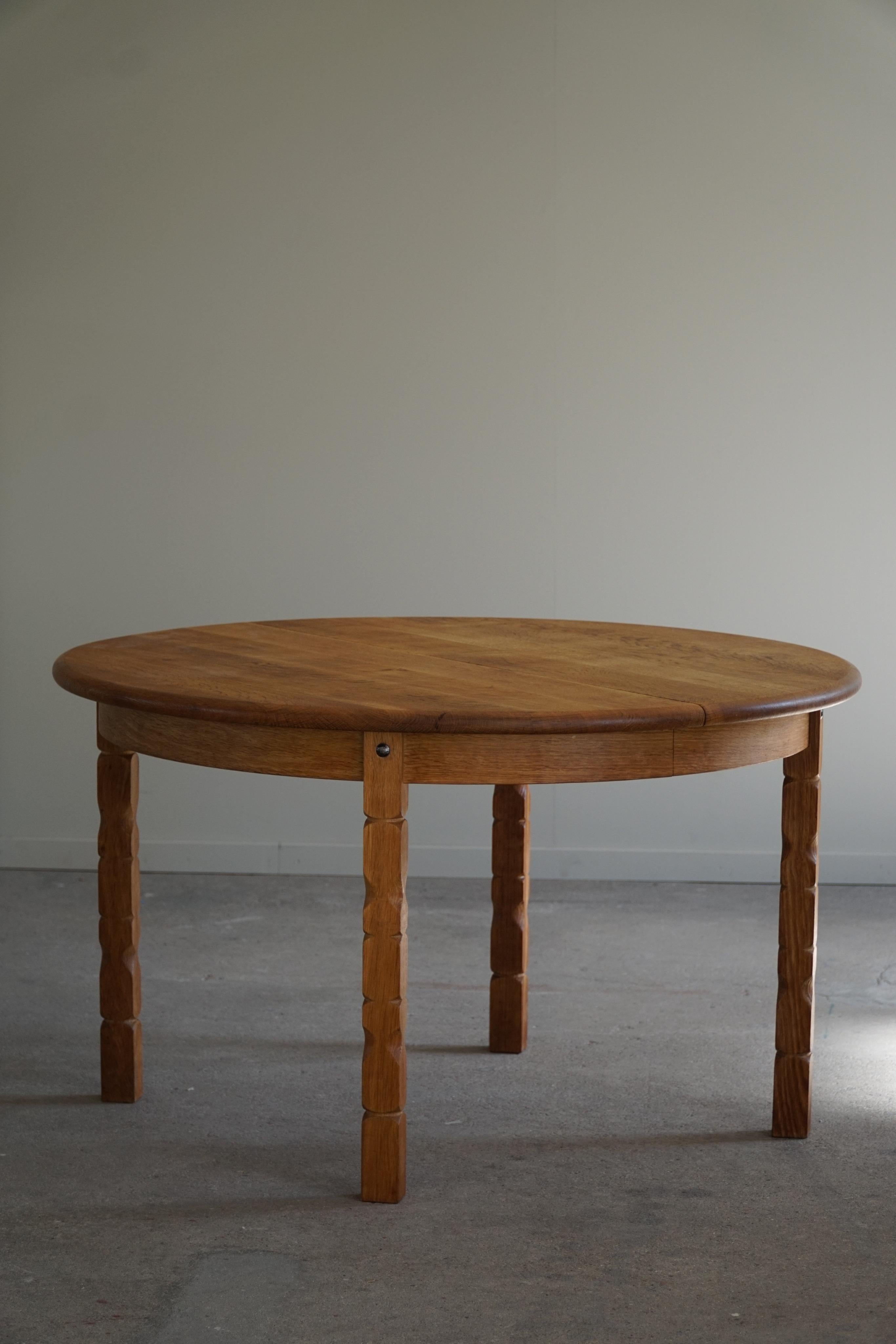 Danish Round Dining Table in Solid Oak with Three Extensions ...