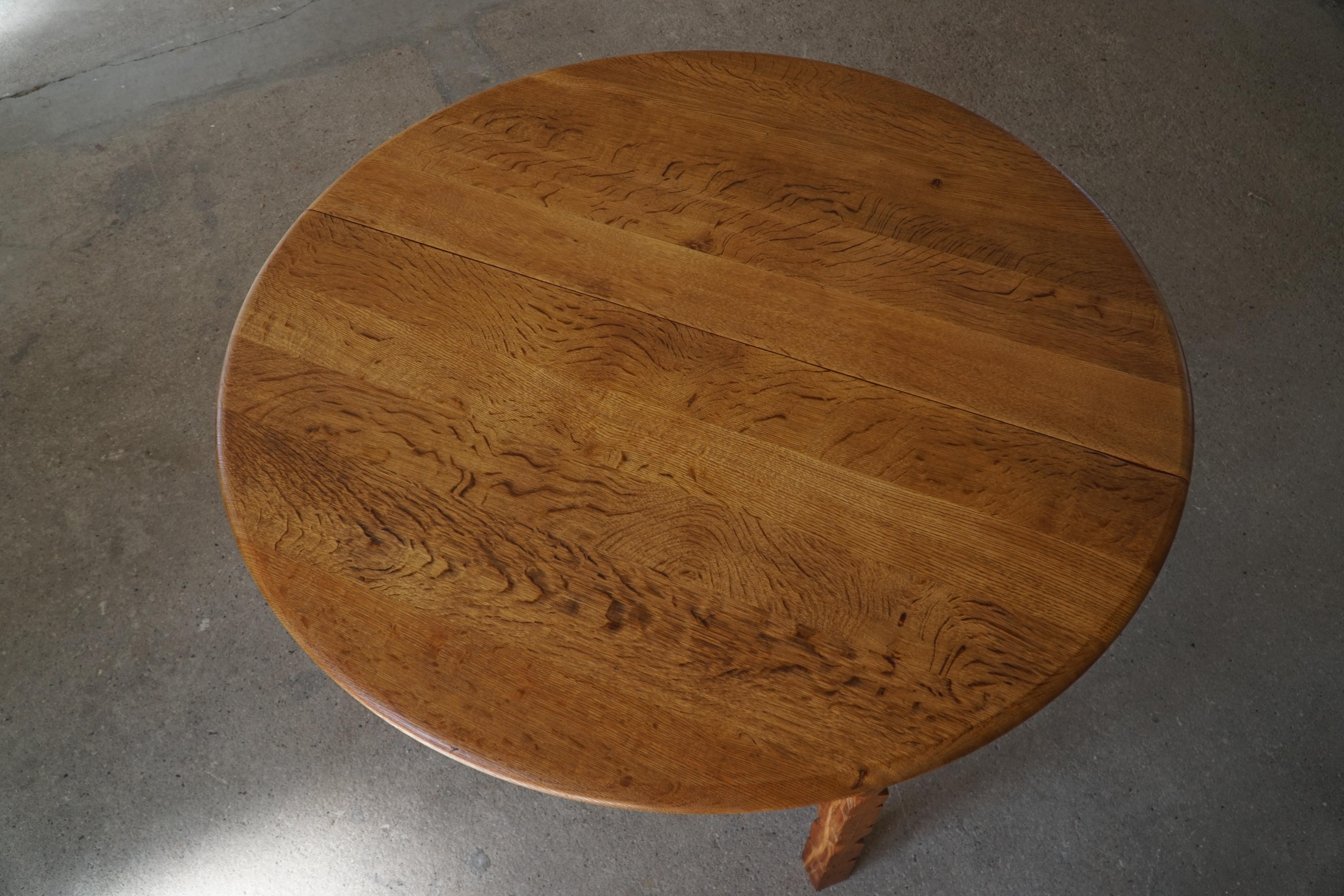 Danish Round Dining Table in Solid Oak with Three Extensions ...