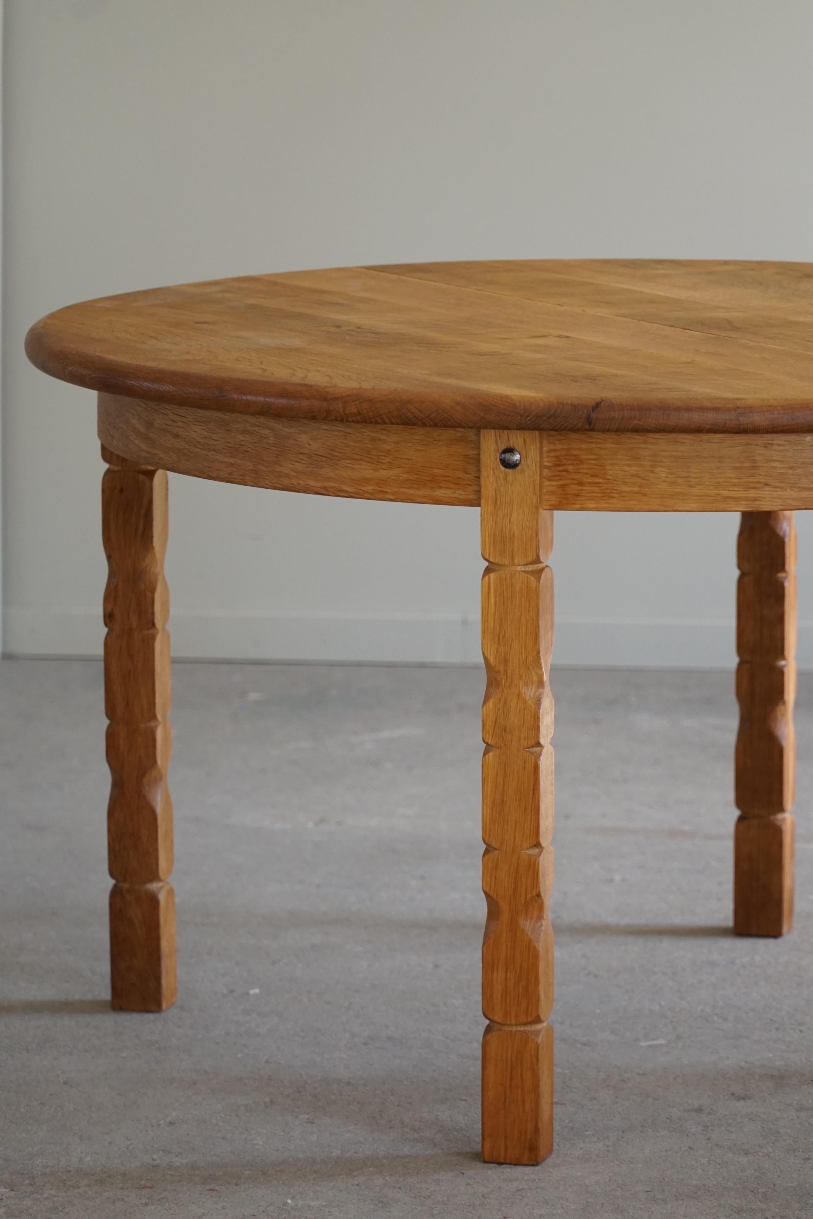 Danish Round Dining Table in Solid Oak with Three Extensions ...