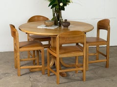 Danish Round Extendable Dining Table in Ash with Two Extension Leaves, 1970s