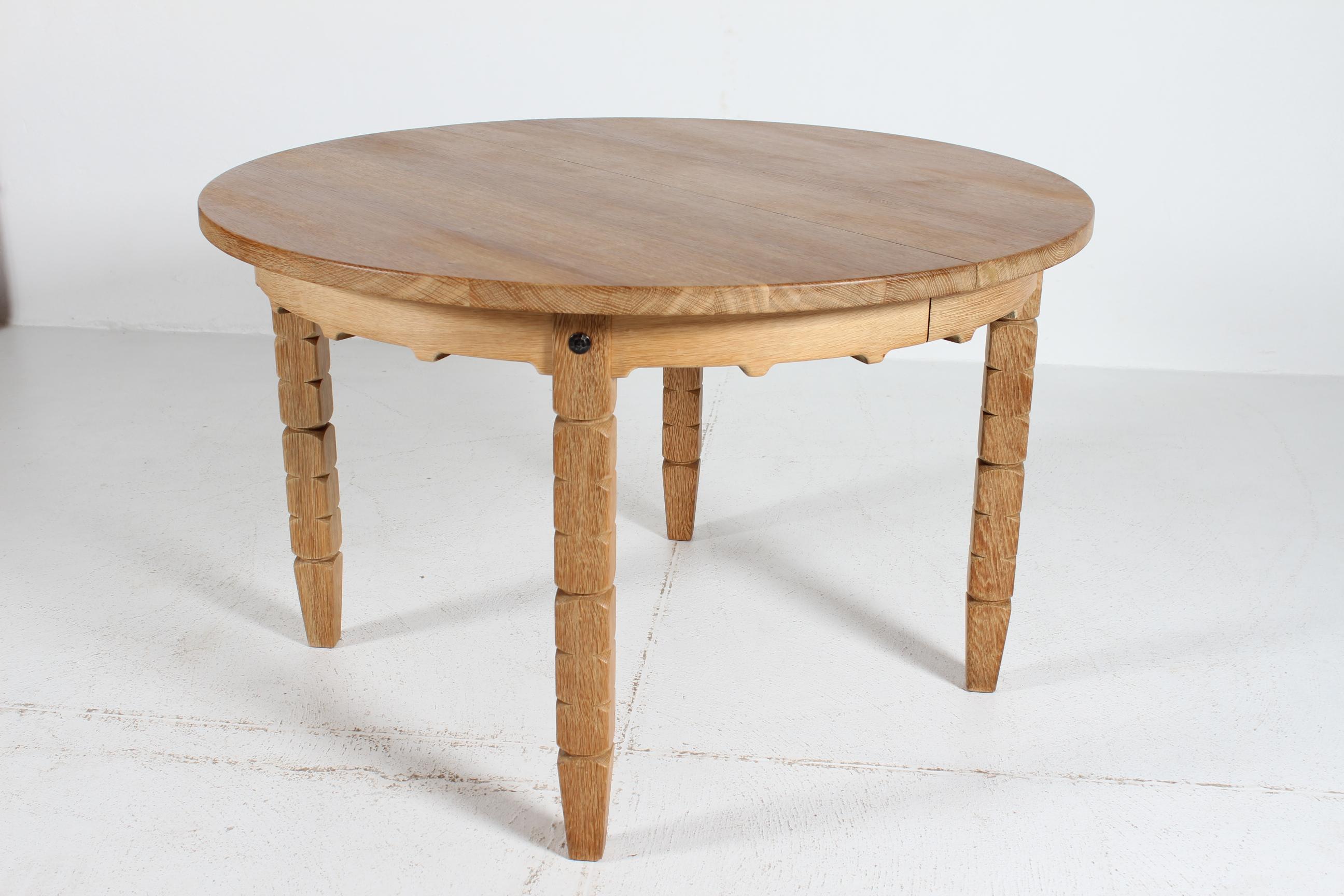 Danish Round Extendable Dining Table of Oak in Henning  Kjærnulf Style Ø 120 cm For Sale 6