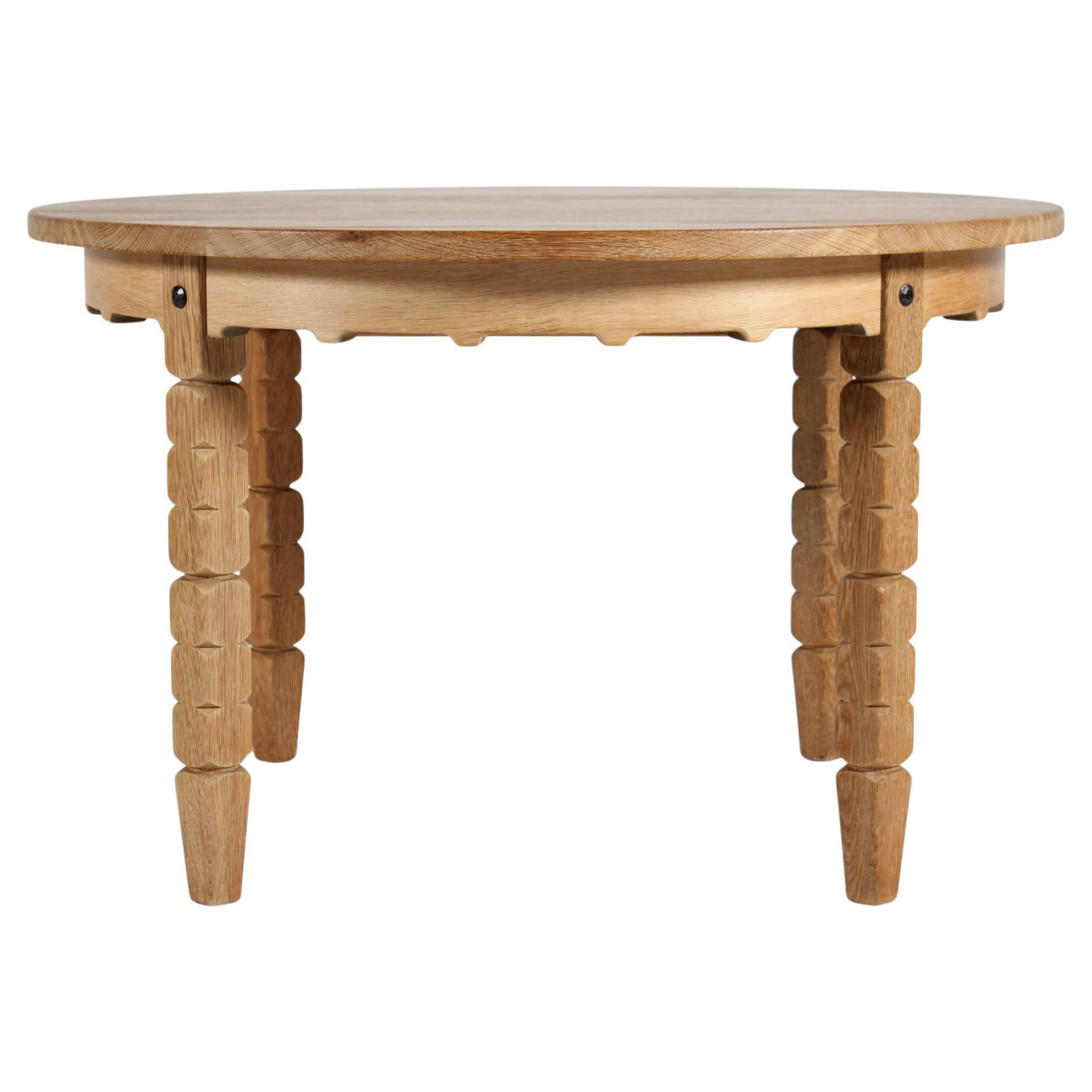 Danish Round Extendable Dining Table of Oak in Henning  Kjærnulf Style Ø 120 cm