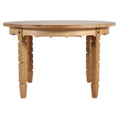Danish Round Extendable Dining Table of Oak in Henning  Kjærnulf Style Ø 120 cm