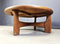 Danish round oak coffee table, 1960s