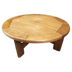 Danish round oak coffee table, 1960s