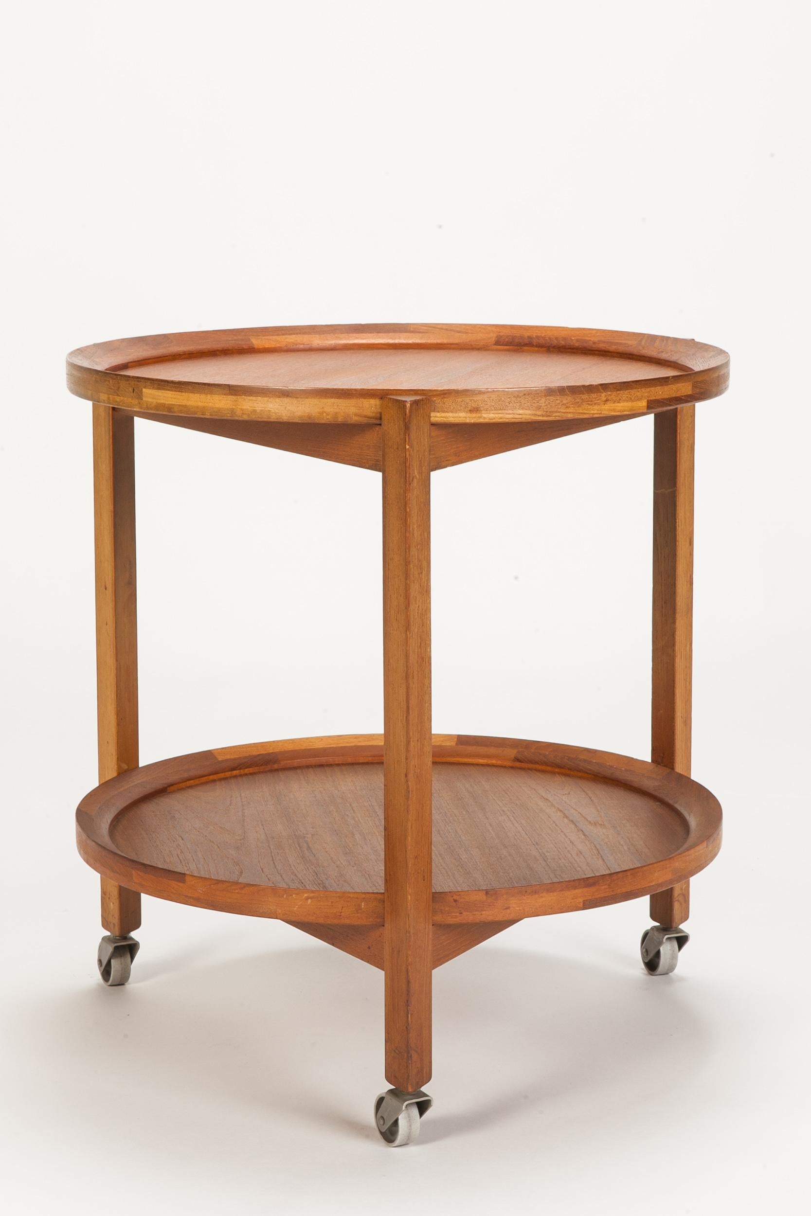 Mid-Century Modern Danish Round Service Trolley Teak Sika Mobler, 1960s For Sale