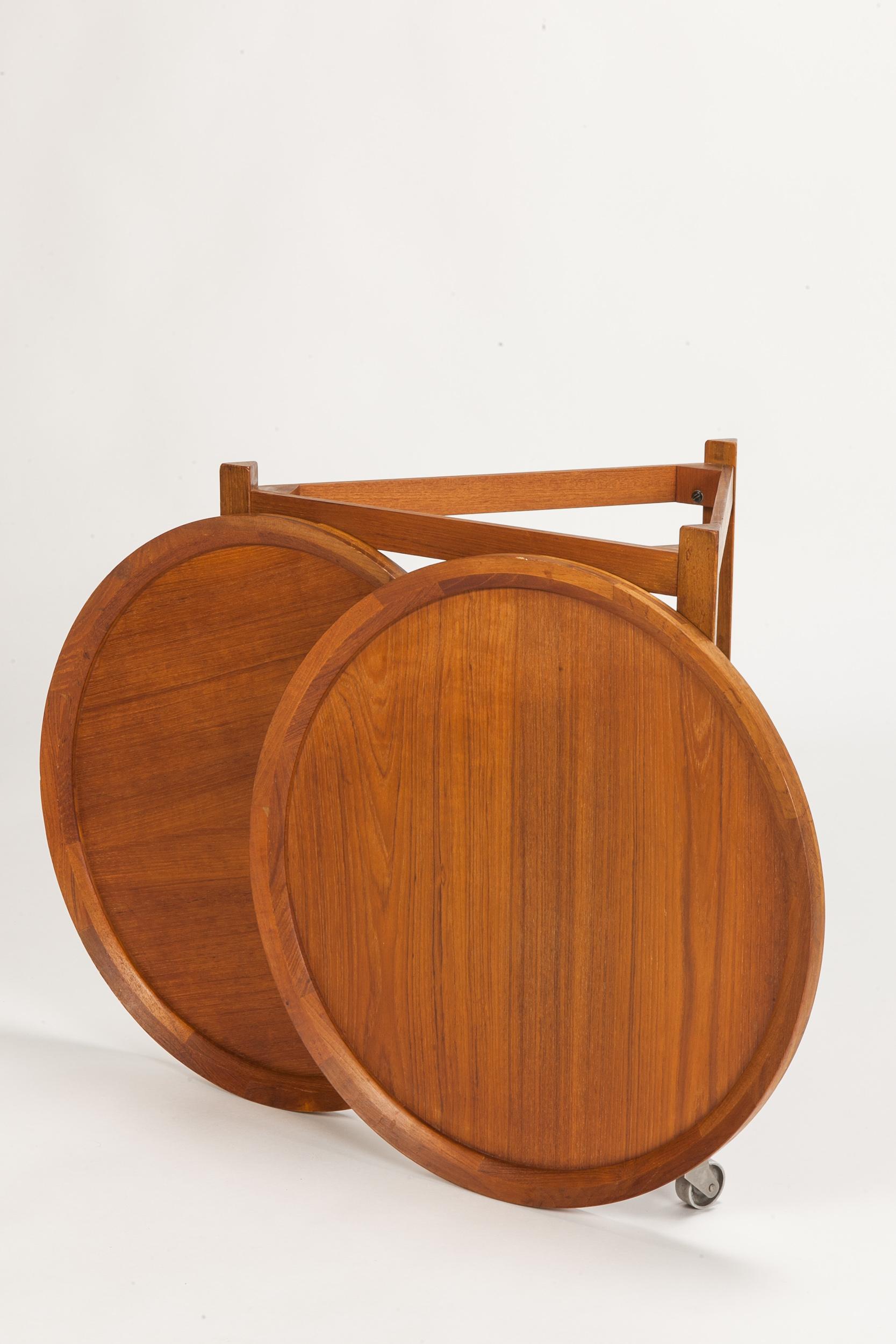 Mid-20th Century Danish Round Service Trolley Teak Sika Mobler, 1960s For Sale