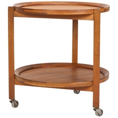 Danish Round Service Trolley Teak Sika Mobler, 1960s