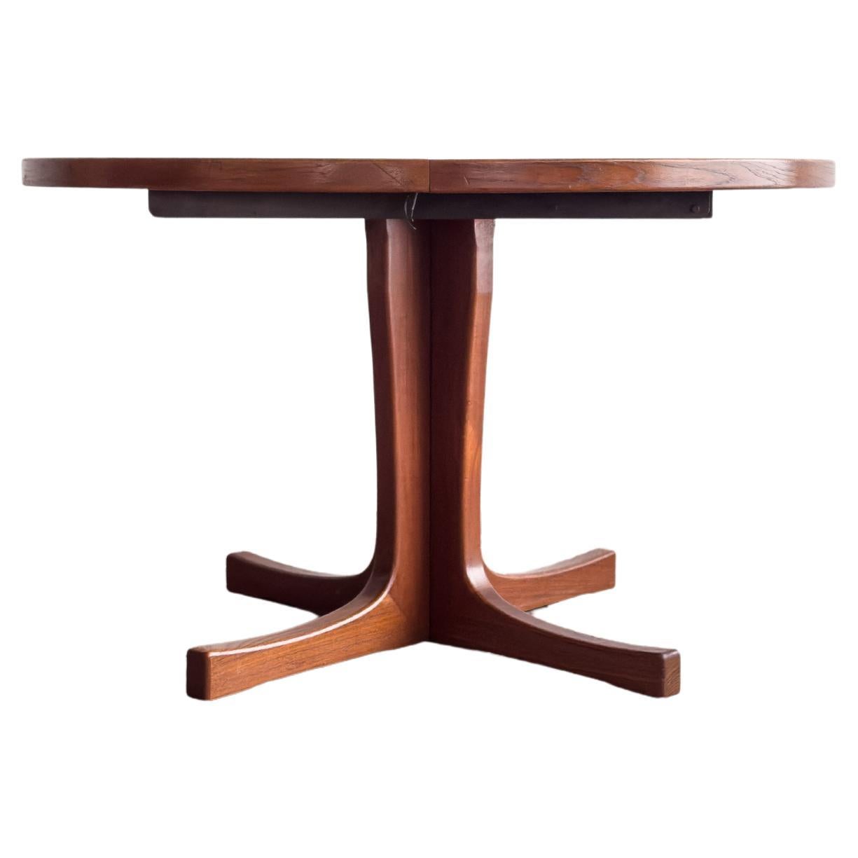 Danish Round Teak Dining Table with Sculptural Pedestal Base, 1960s