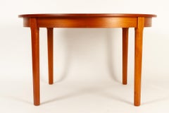 Danish Round Teak Extendable Dining Table, 1960s