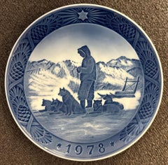 Dänische Royal Copenhagen 1978 Weihnachten glasiert Porzellanteller Grönland Landschaft