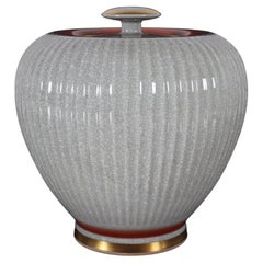 Danish Royal Copenhagen Large Porcelain Lidded Jar with Craclé-Glaze 1950s