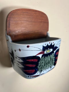 Danish Royal Copenhagen Tenera Line Salt Box Wooden Lid Wall Mounted Ceramic