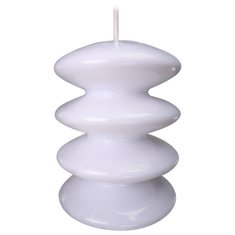 Royal Scandinavia Danish Holmegaard Opaline White Tiered Glass Pendant,  2003 For Sale at 1stDibs