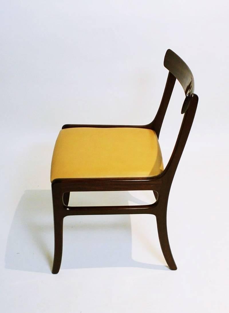 Mid-20th Century Danish Rungstedlund Chairs in Mahogany and Leather by Ole Wanscher