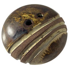 Danish Rustic Earthcolored Stoneware Vase or Candle Holder, 1970s
