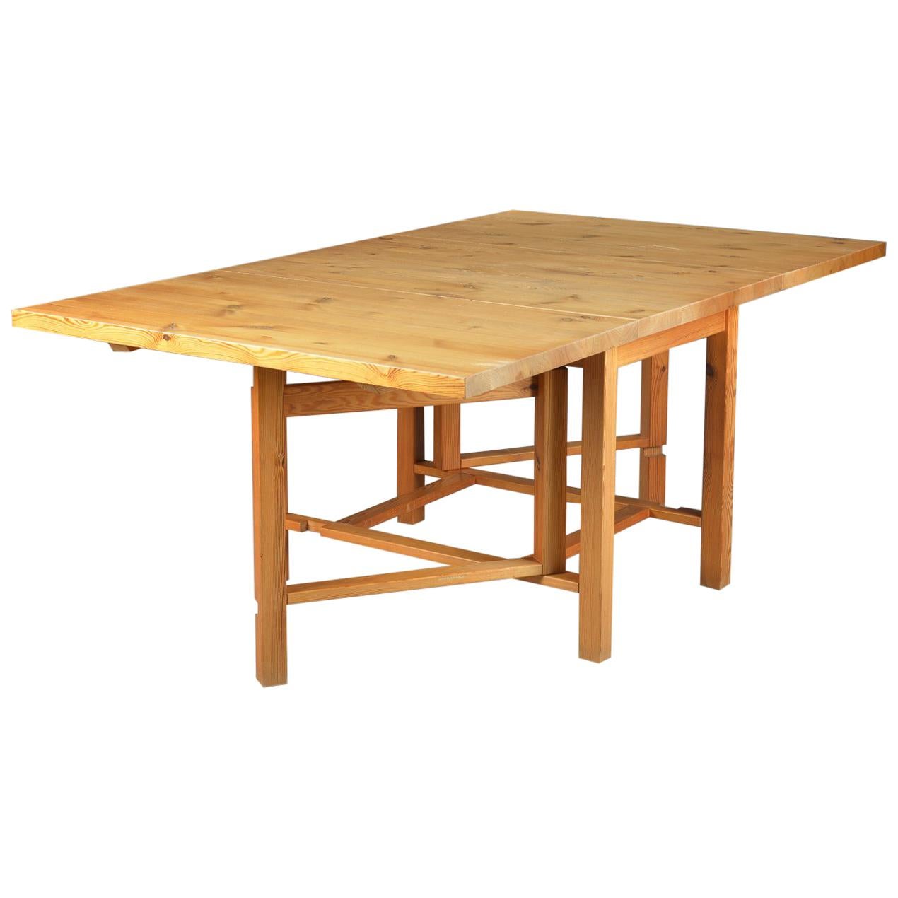 Danish Rustic Extension Dining Table Made From Solid Knotty Pine Planks