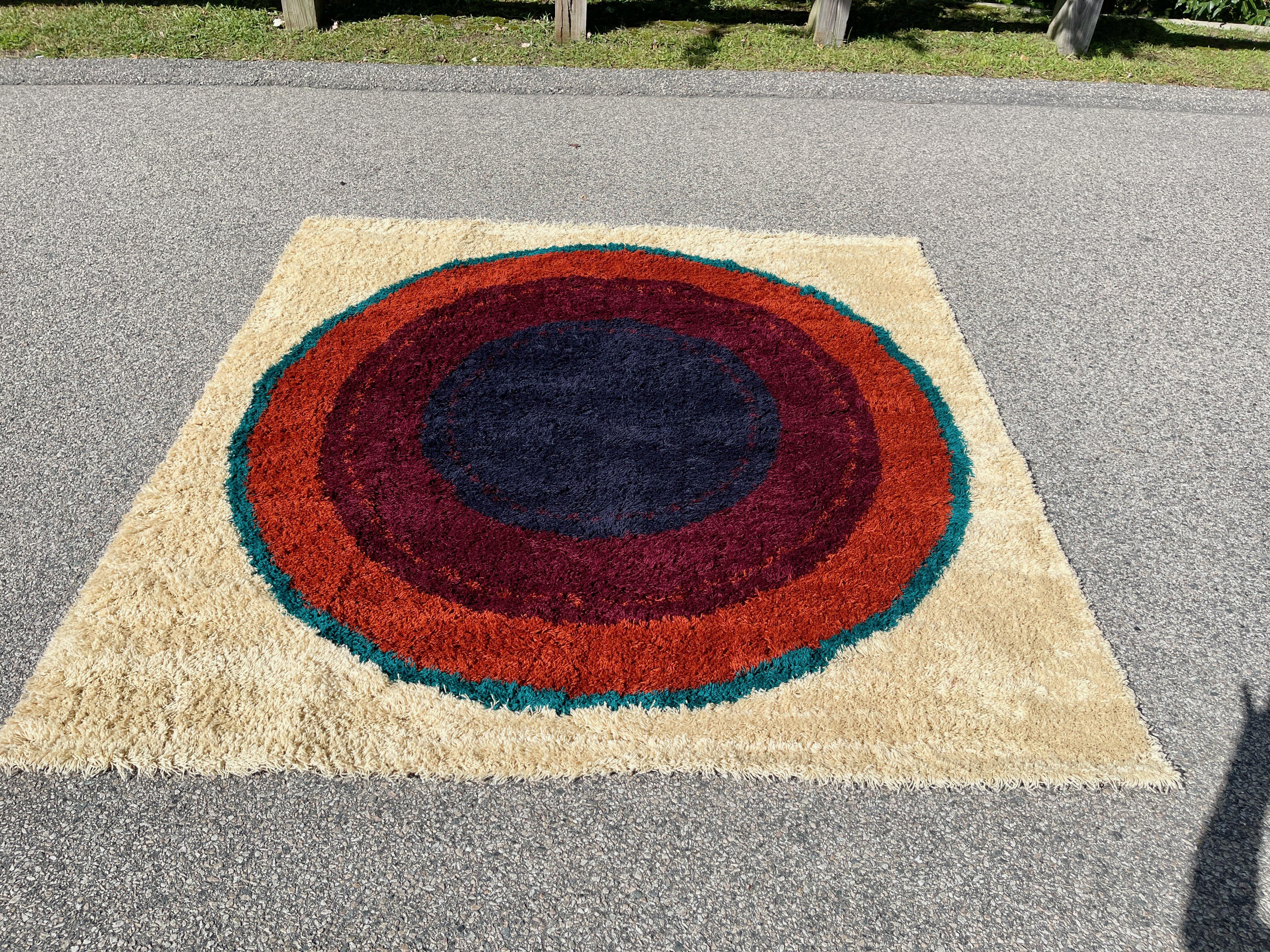 Danish Rya Bulls Eye Rug by Hojer Eksport Eilton For Sale 7