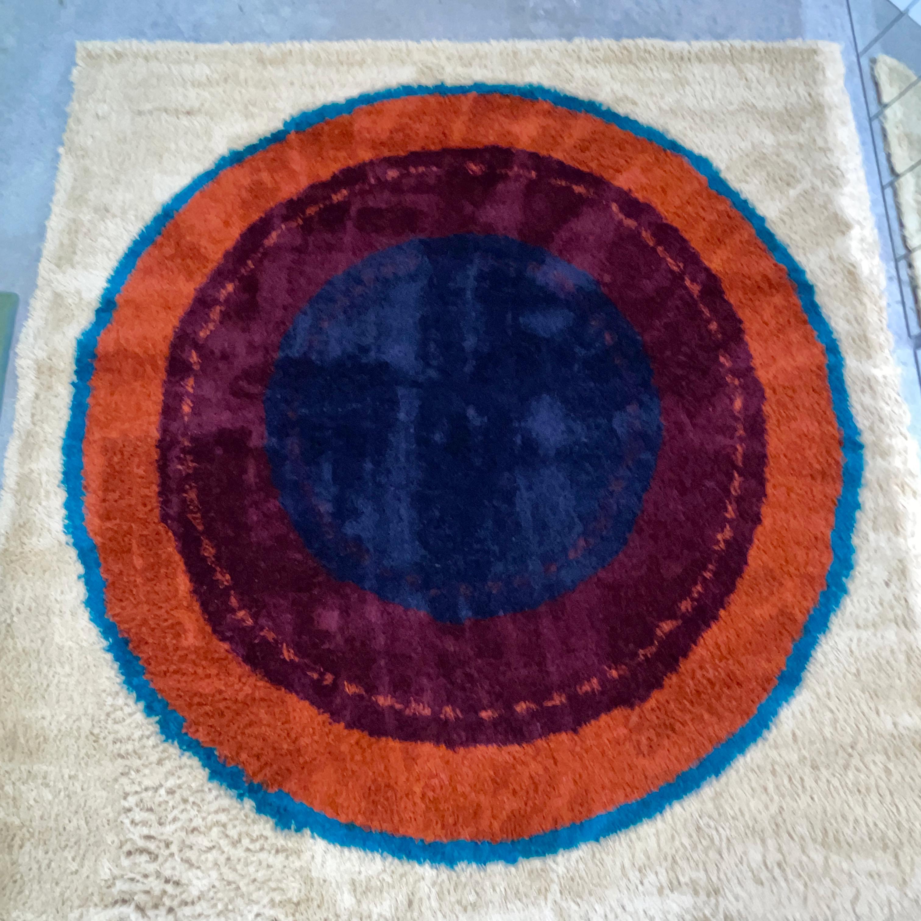 Alfombra danesa Rya Bulls-Eye de Hojer Eksport Eilton Escandinavo moderno en venta
