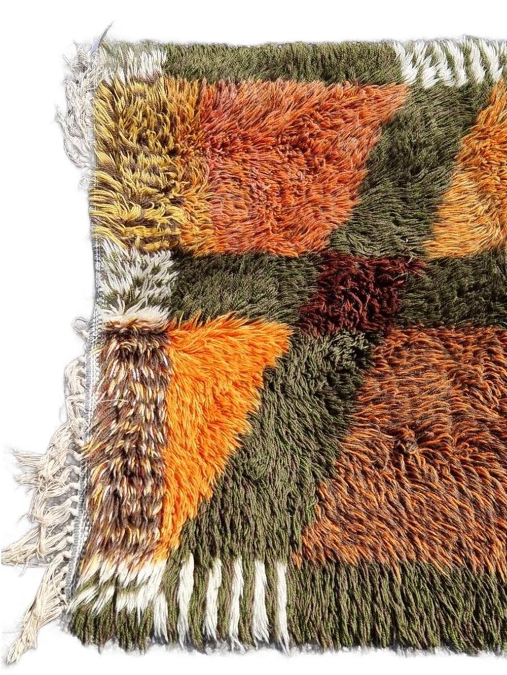 Tappeto vintage svedese Rya  Tappeto svedese Shag Pile Tones Autumn in vendita 2