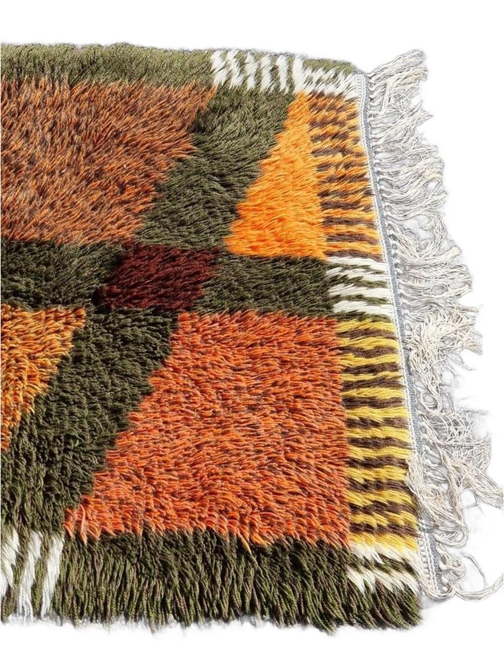 Tappeto vintage svedese Rya  Tappeto svedese Shag Pile Tones Autumn in vendita 1