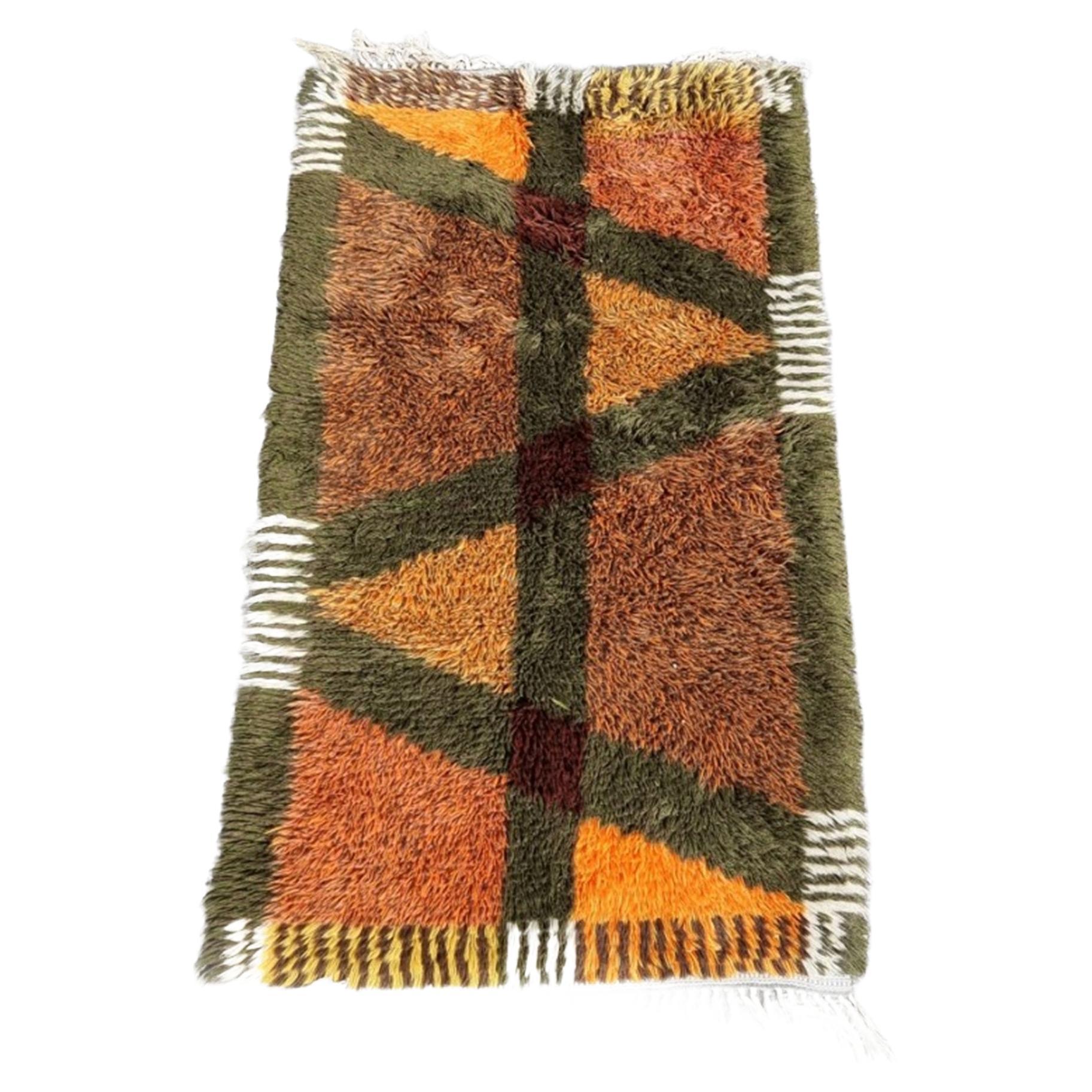 Schwedischer Rya-Teppich  Schwedischer Shag-Hochflorteppich Herbsttöne