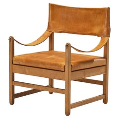 Dänischer Safari-Stuhl aus cognacfarbenem Leder und Eiche 