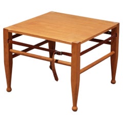 Danish Safari Coffee Table Oak with Leather by Kaare Klint Denmark 1960