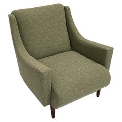 Danish Sage Green Wool and Rosewood Armchair Mid Century Chair 1960s