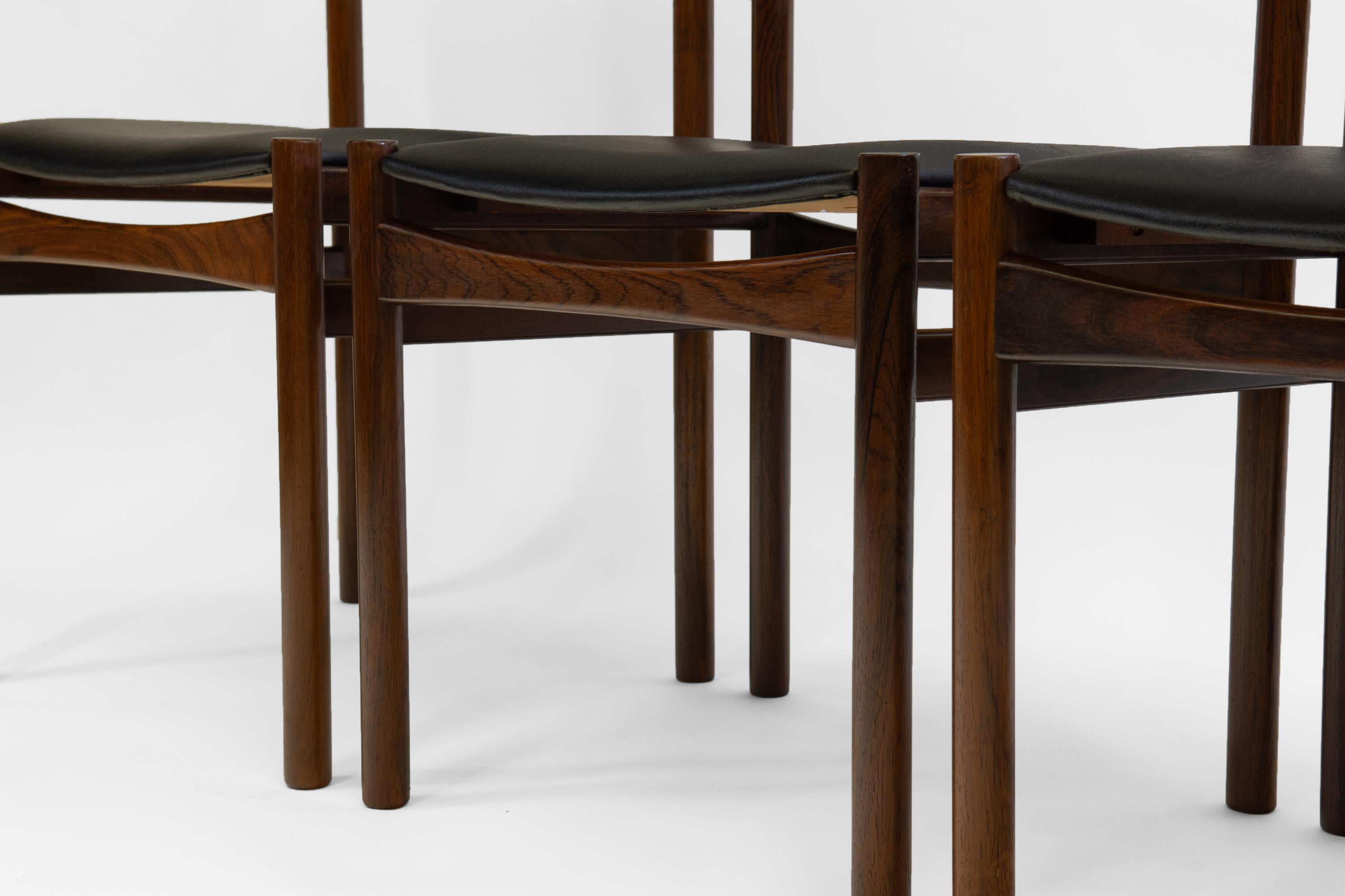 20th Century Danish SAX Mid Century Rosewood Set Of Four Dining Chairs For Sale