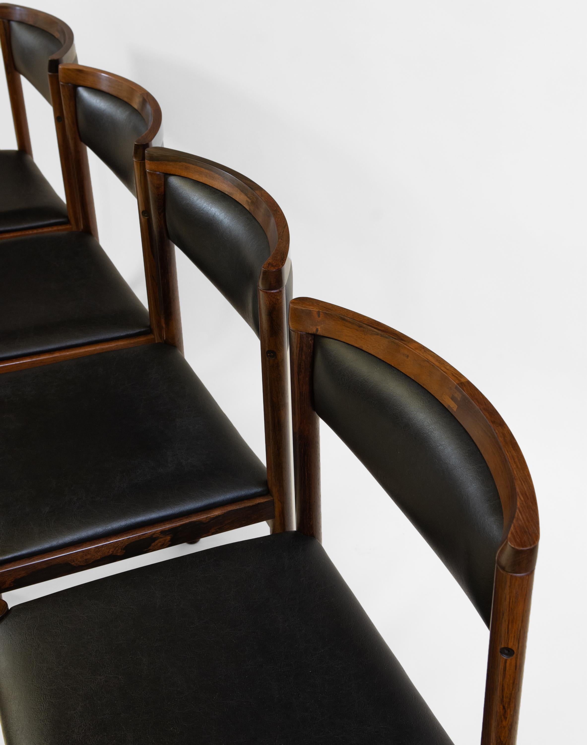 Danish SAX Mid Century Rosewood Set Of Four Dining Chairs For Sale 1