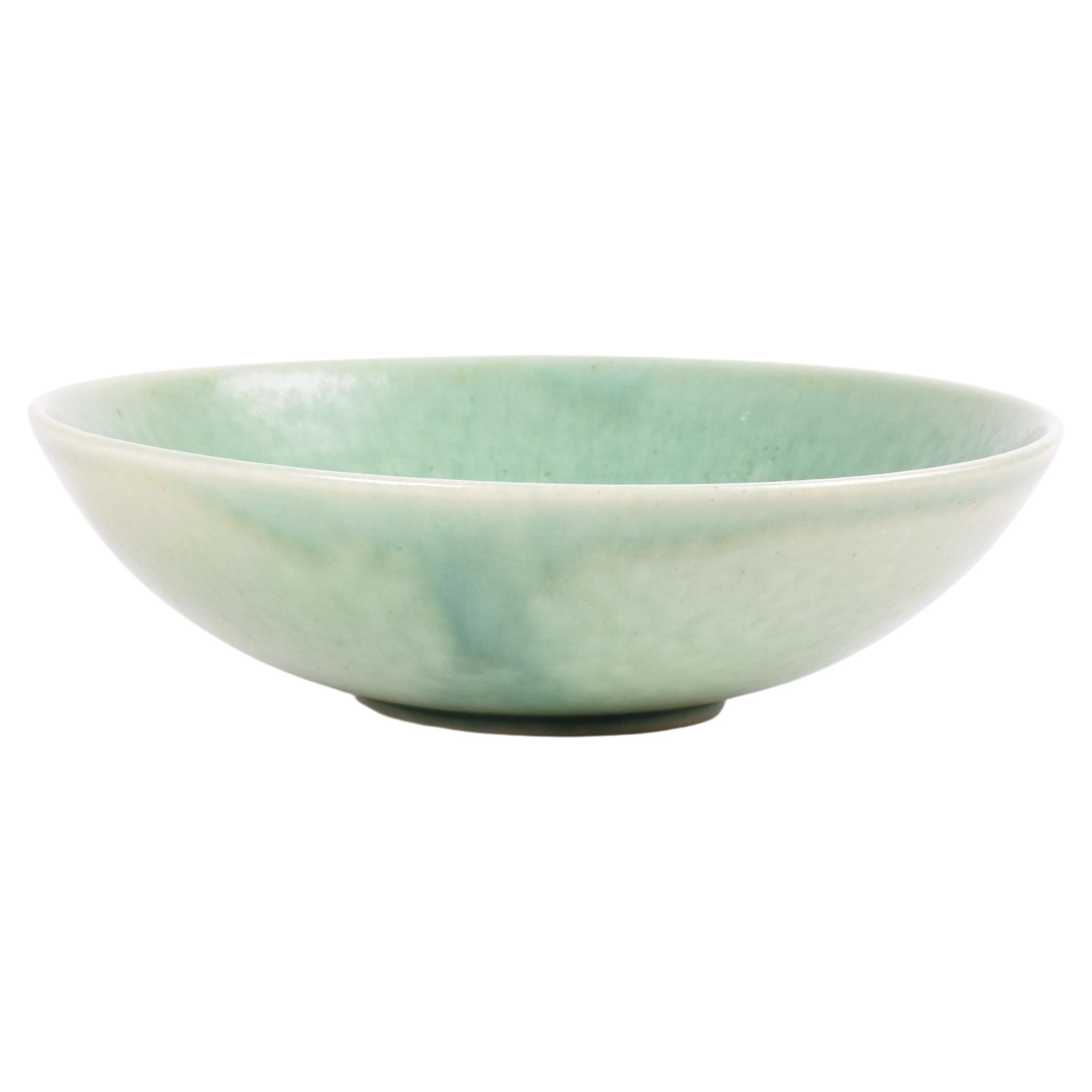 Danish Saxbo Green Bowl, Eva Stæhr-Nielsen Attributed, Midcentury Ceramic, 1950s