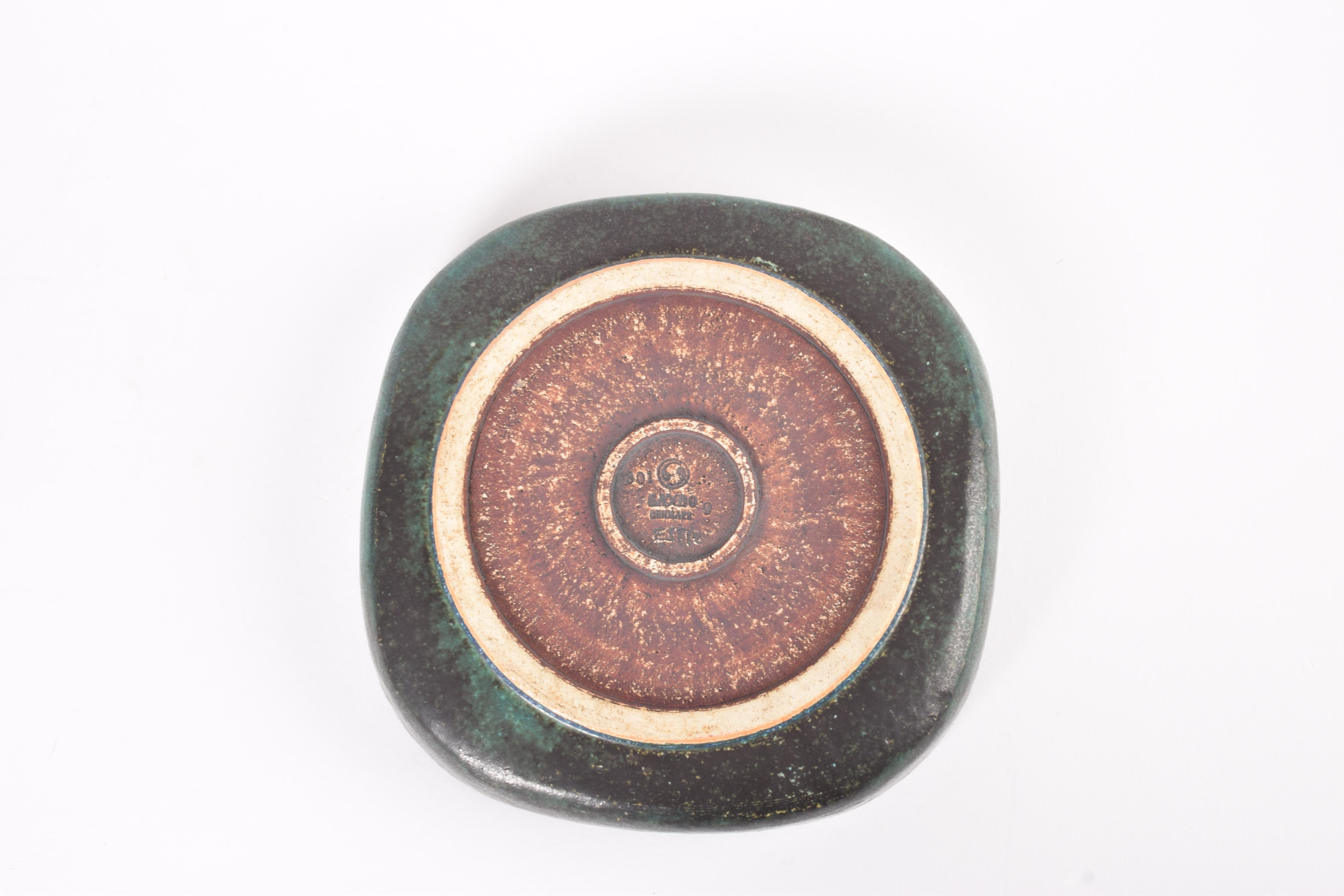 Piatto quadrato grande Saxbo danese in stile rustico Greene & Greene, ceramica moderna 1960s in vendita 3