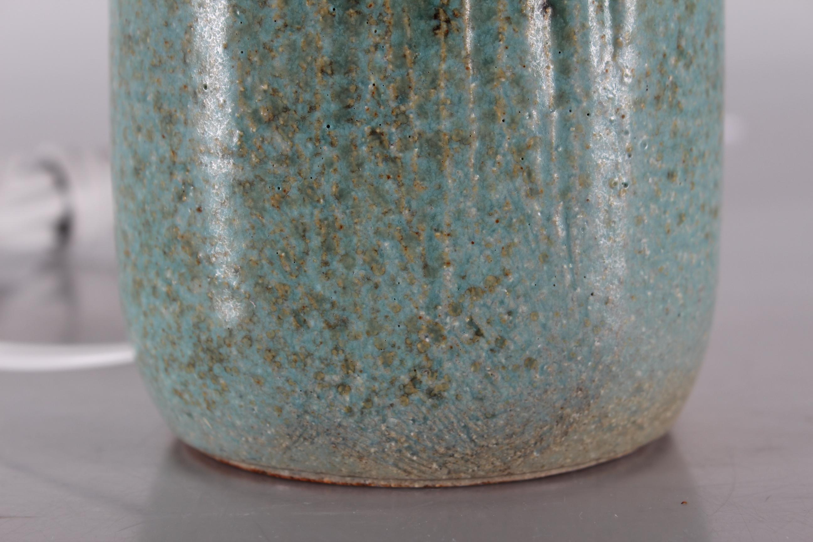 Ceramic Danish Saxbo Stoneware Table Lamp Matte Salt Green Glaze Eva Stæhr Nielsen 1960s For Sale