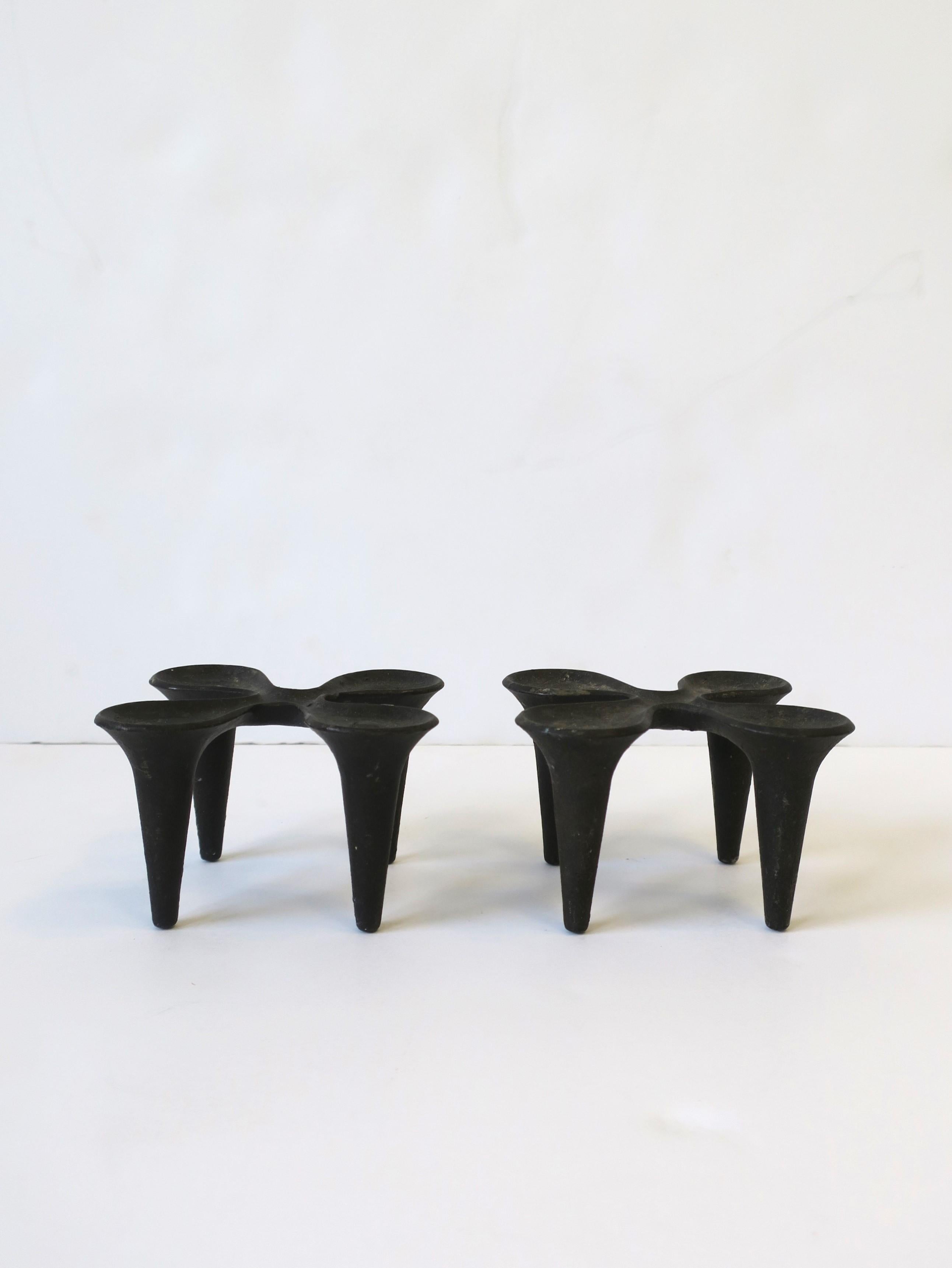 20th Century Danish Scandinavian Candelabras Candlesticks Holders Jen Quistgaard, Pair For Sale