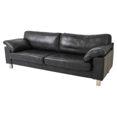 Danish Scandinavian Modern black leather sofa by Skalma Denmark
