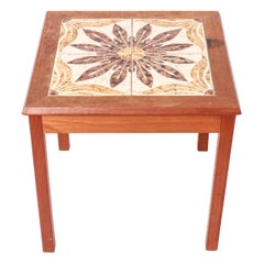 Danish Scandinavian Modern Side Table with Tiled Top