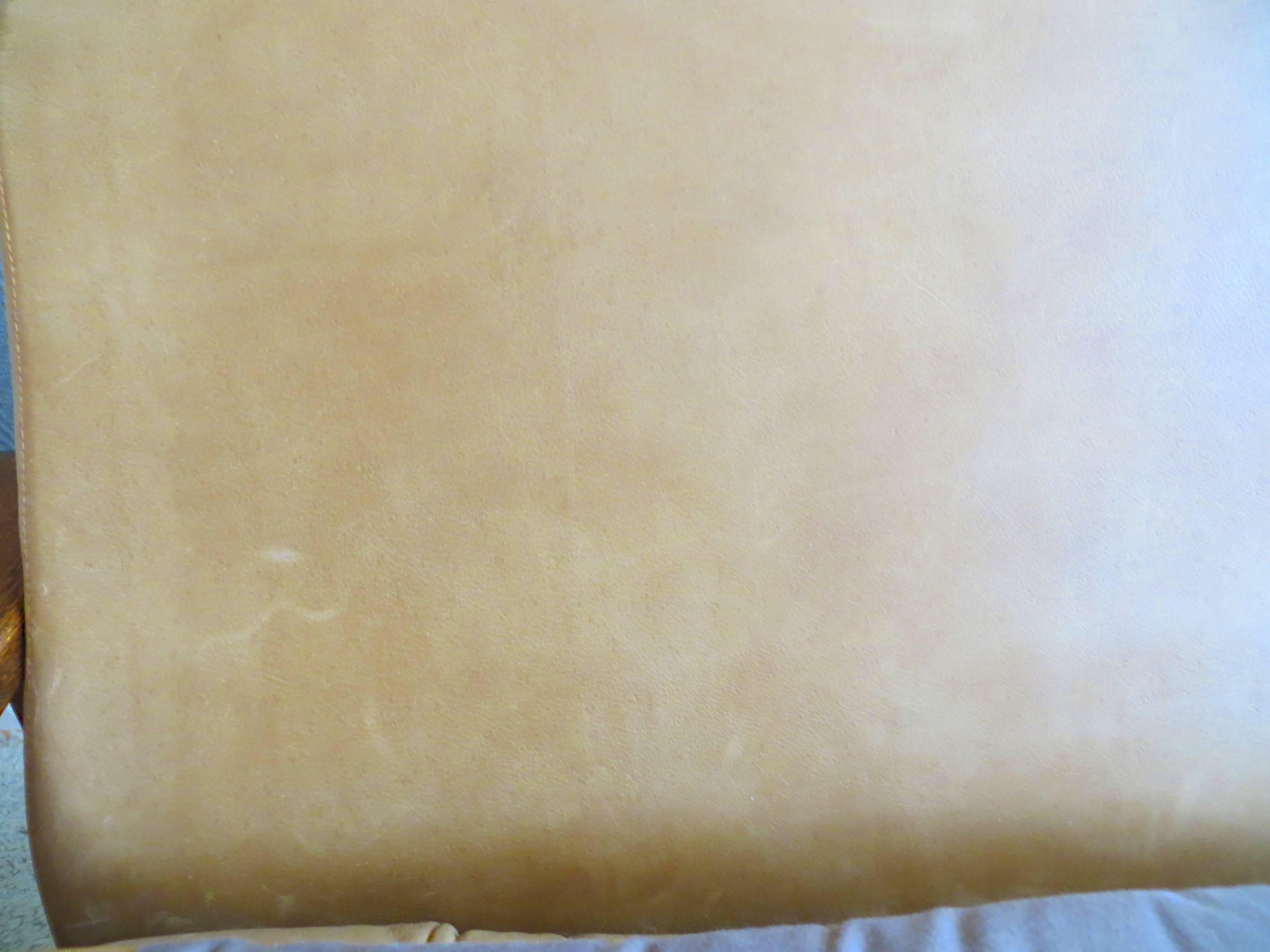 Danish Scandinavian Oak and Leather Cottage Lodge Three-Seat Sofa, 1960s 11