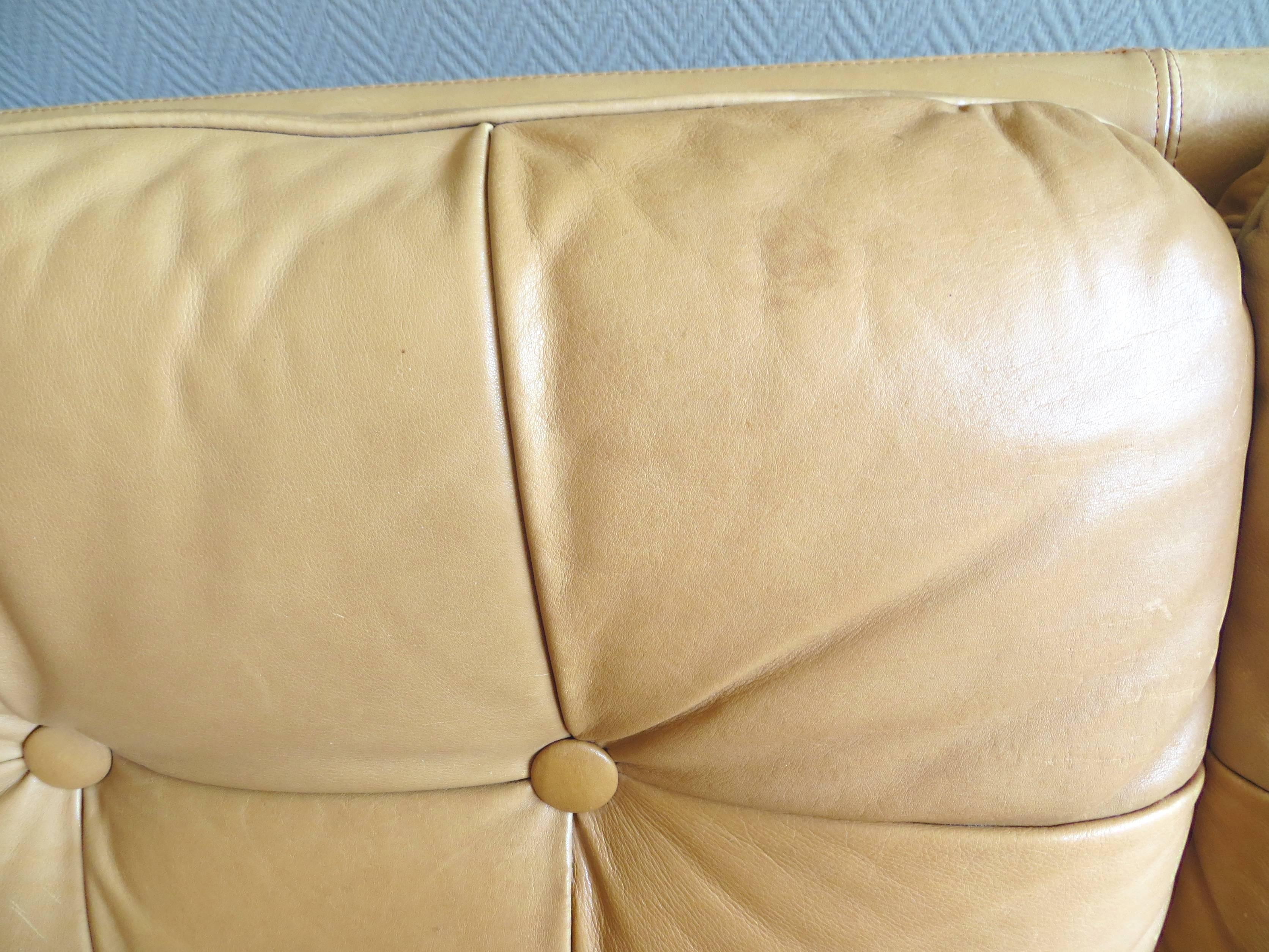 Danish Scandinavian Oak and Leather Cottage Lodge Three-Seat Sofa, 1960s 13