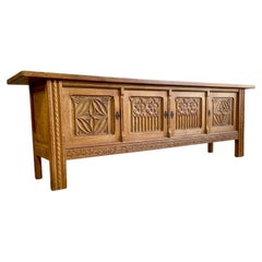 Danish Scandinavian Oak Sideboard or Media Console Henning Kjaernulf Style