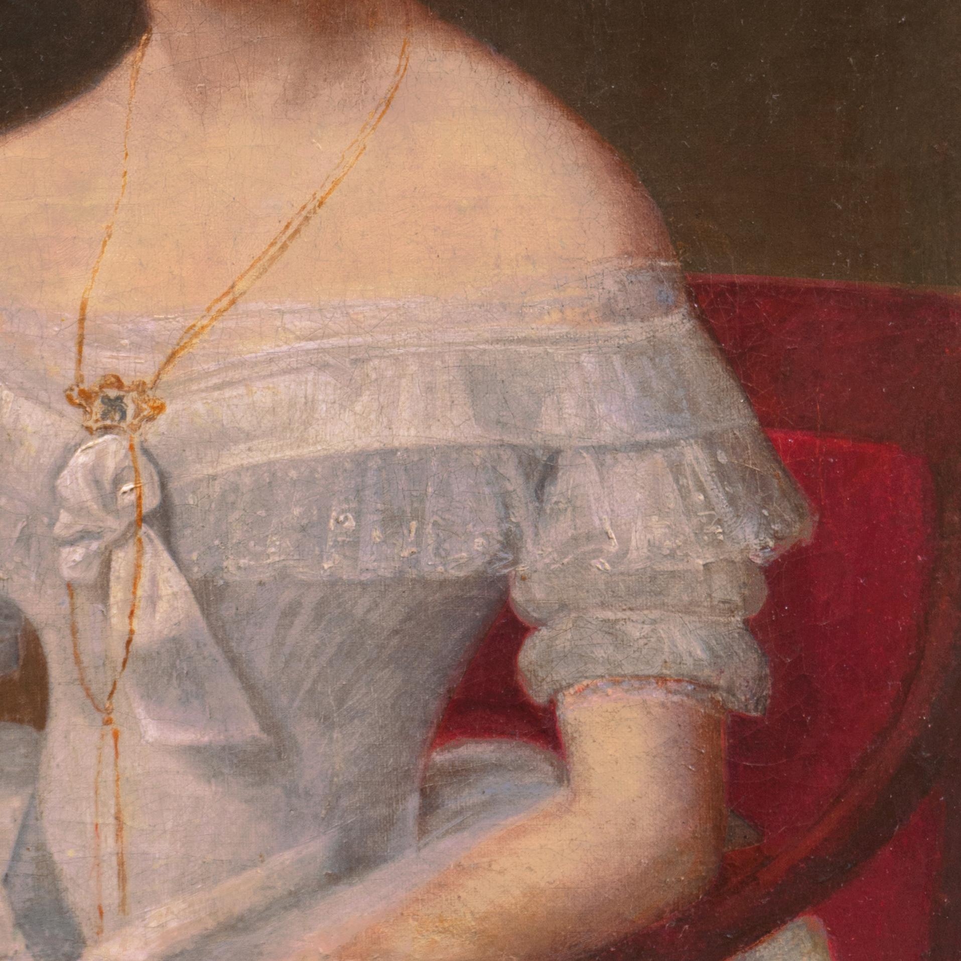 'A Fashionable Young Woman in a Chiffon Ball-Gown', Scandinavian Oil Portrait For Sale 1