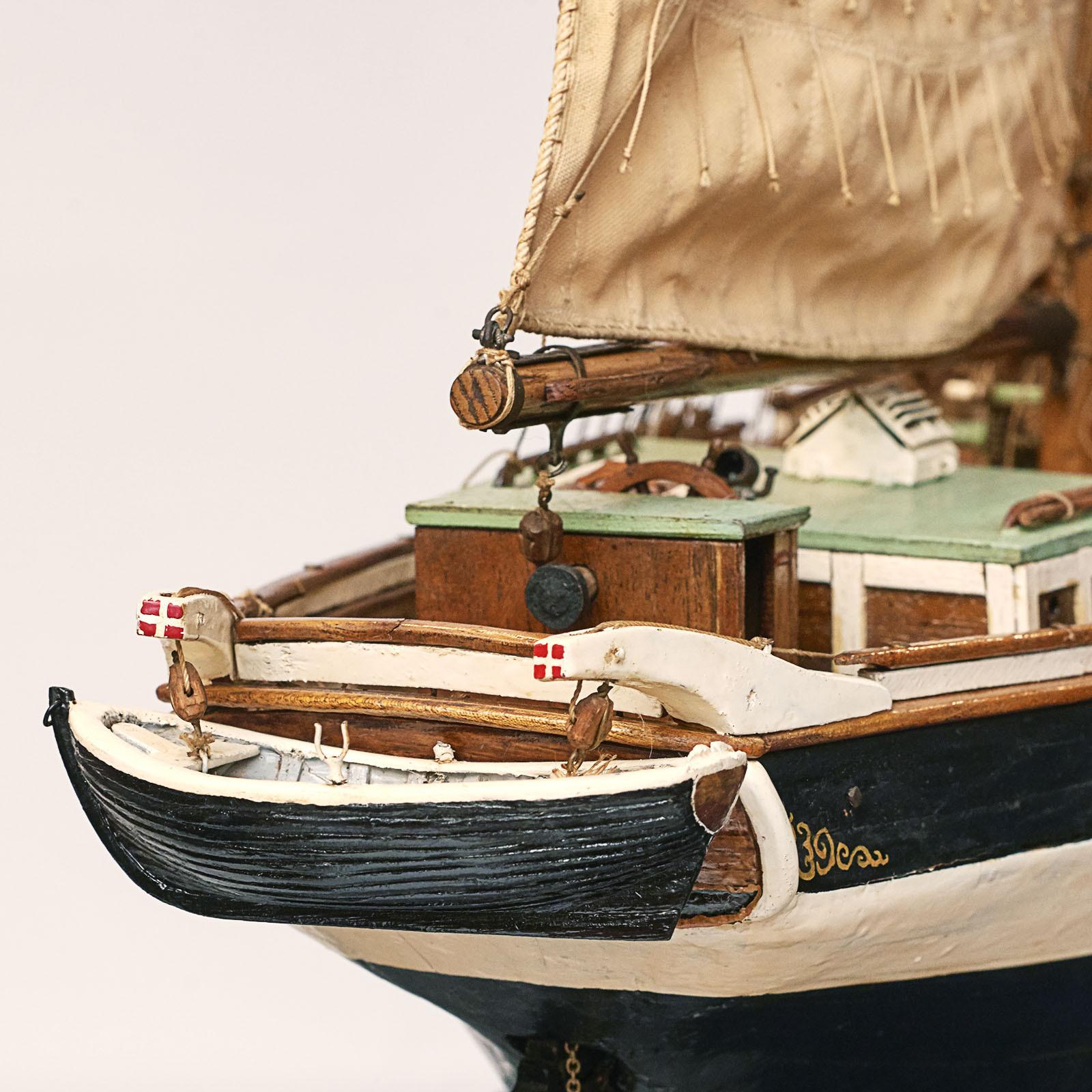 19th Century Danish Schooner Model Ship, circa 1860-1880